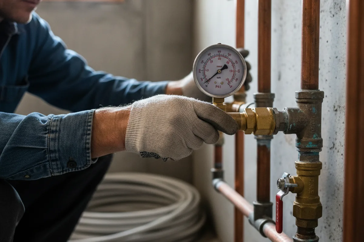 Pressure testing a repaired line during Water Line Repair in Miami Beach